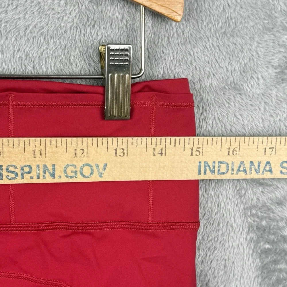 Lululemon Crop Leggings Womens 10 Red Athleisure Activewear Yoga Side Pockets